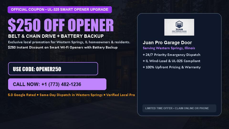 $250 OFF Smart Wi-Fi Garage Door Opener Installation in Western Springs, IL - Juan Pro Garage Door